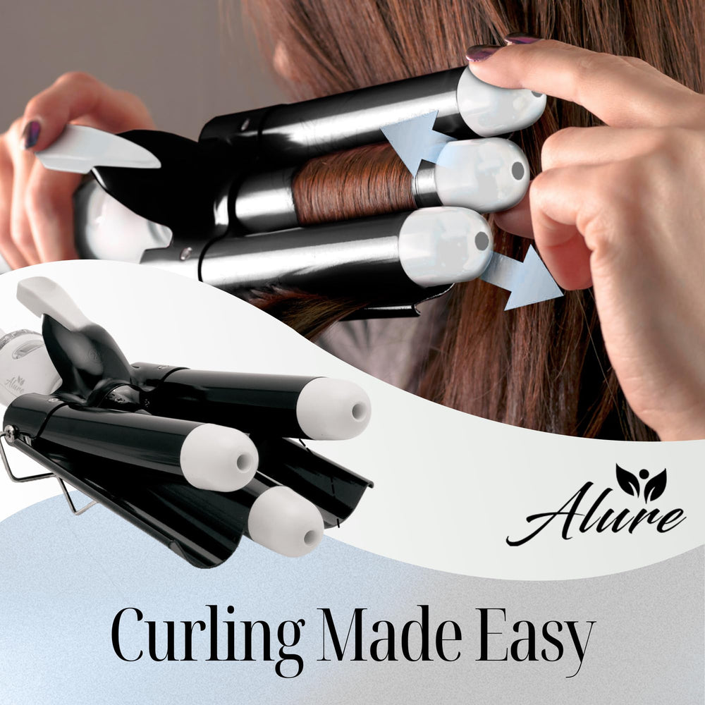 Asani Alure triple-barrel waver speeds up styling with convenient 1-inch wand.