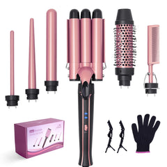 Asani 6-in-1 full kit shows all wands for versatile styling like beach waves.