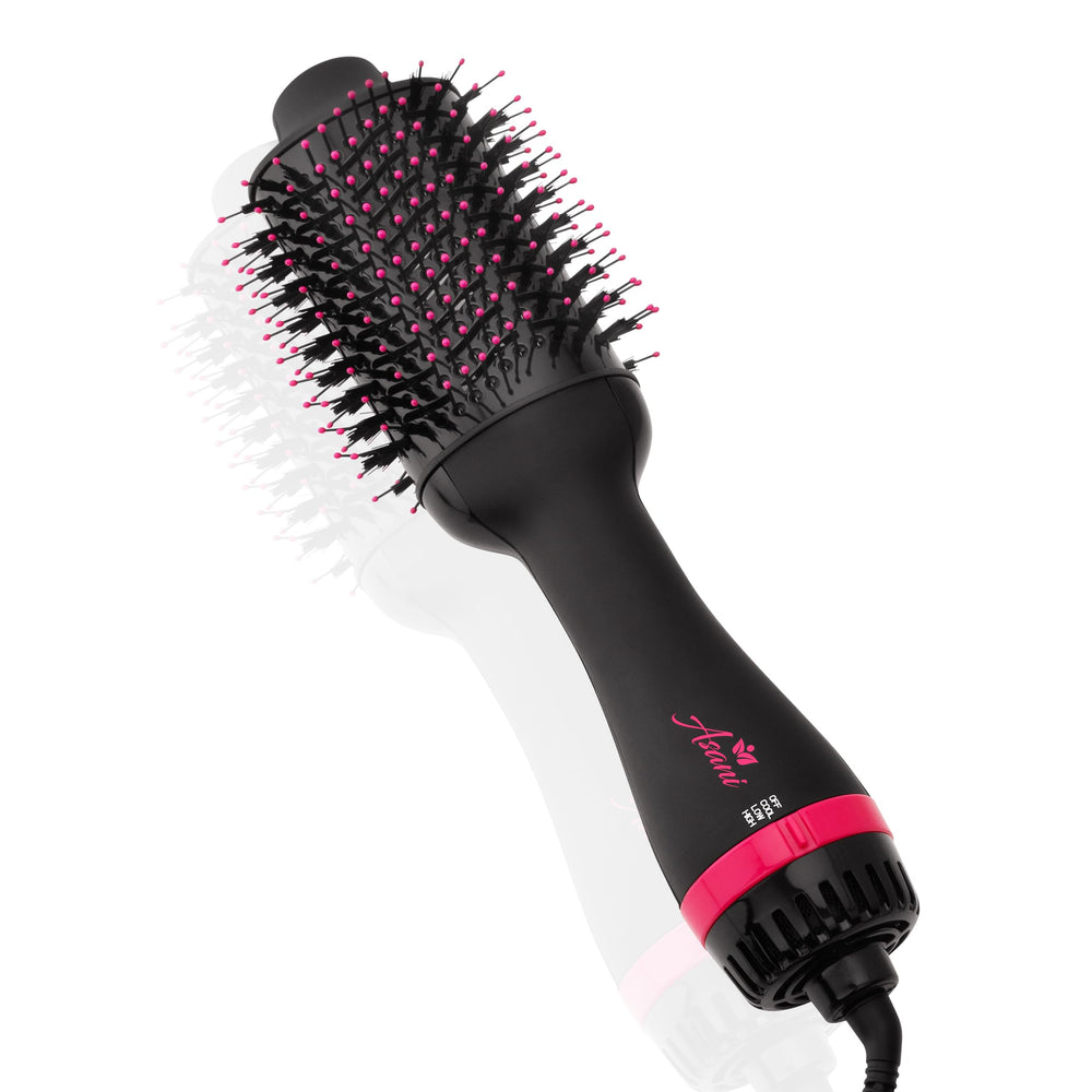 Asani hair dryer brush oval-barrel-drying action delivers fast, smooth volume.