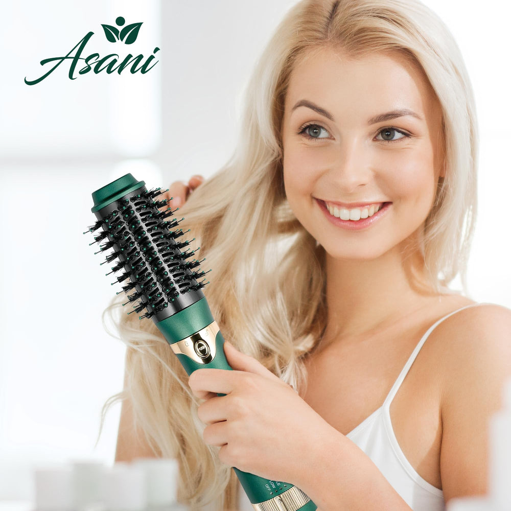Asani hot air brush ergonomic handle for comfortable styling sessions.