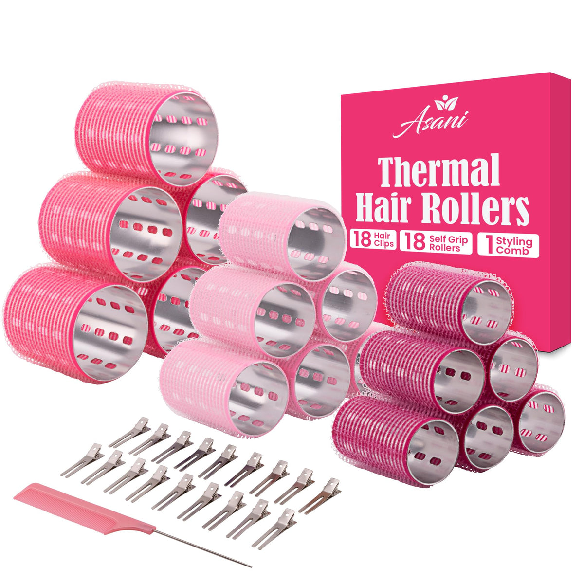 Asani rodillos térmicos 37 piezas para crear rizos duraderos y con volumen.