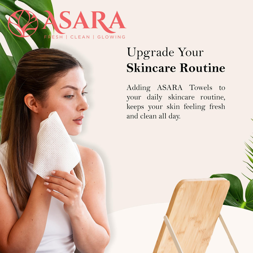 ASARA Clean Face Towels XL Wipes travel pack for on-the-go refreshing clean