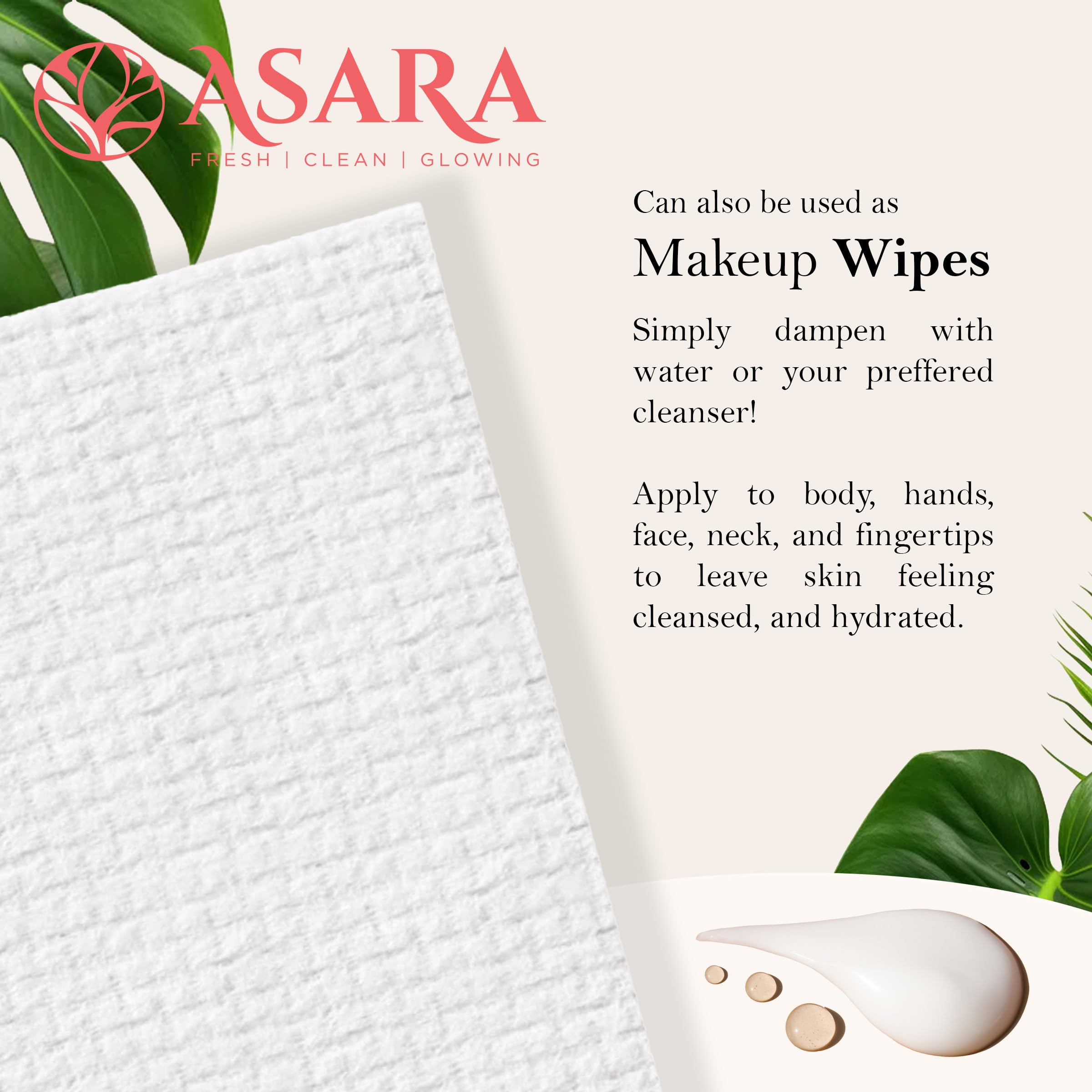 ASARA makeup remover wipes ready to dampen with water for cleansing
