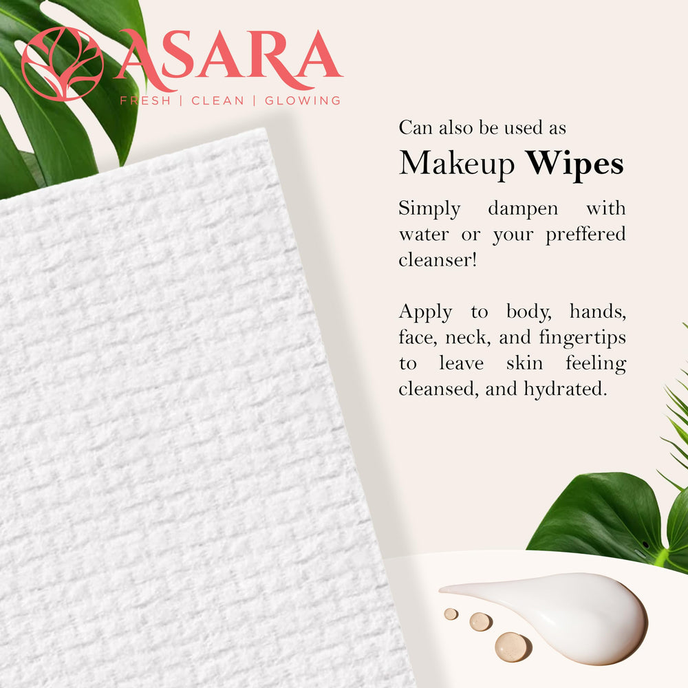ASARA makeup remover wipes ready to dampen with water for cleansing