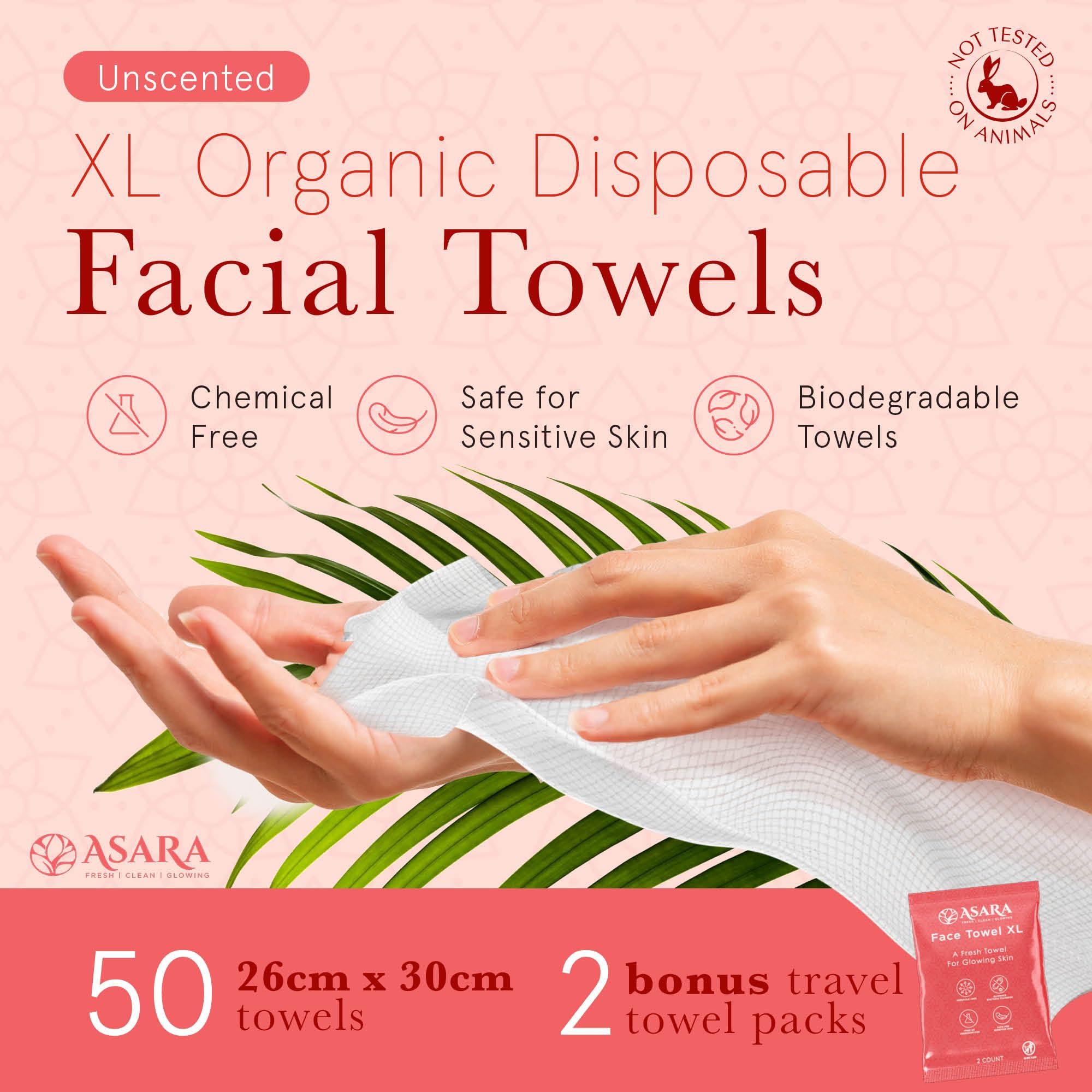 ASARA two boxes of fifty wipes totaling 100 for home or travel use