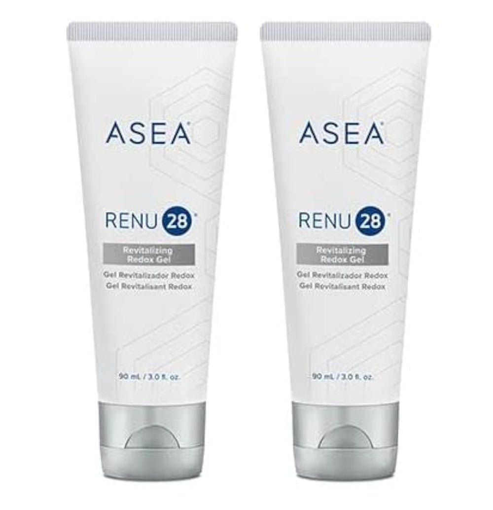 ASEA Renu 28 Revitalizing Redox Gel 2-pack front view, supports smoother skin and post-shave comfort