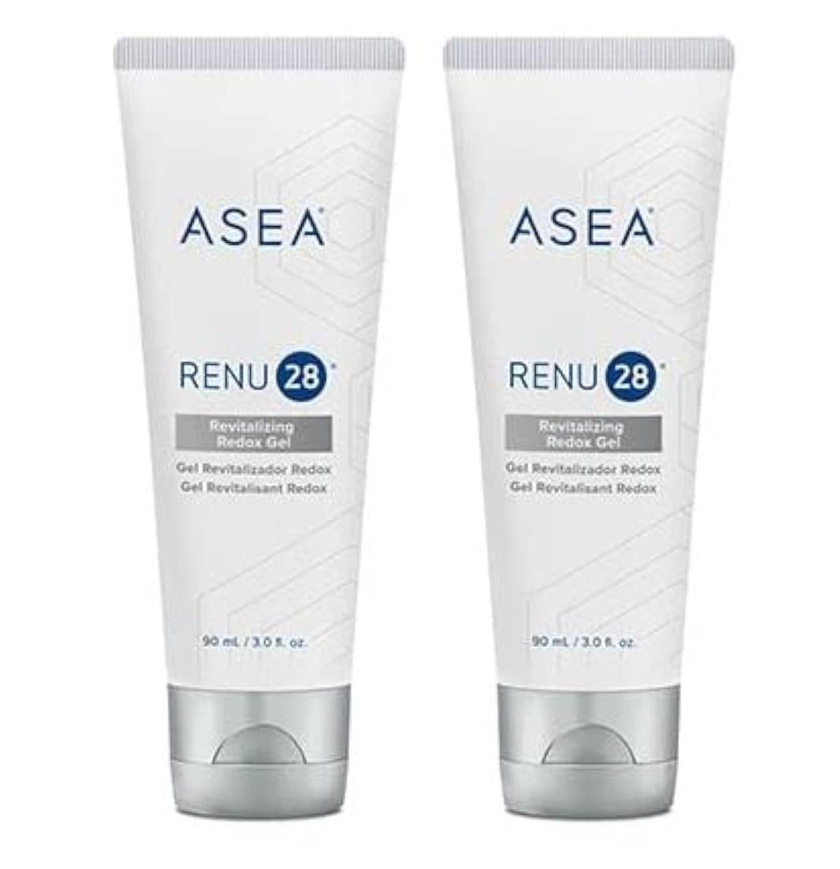 ASEA Renu 28 Revitalizing Redox Gel 2-pack front view, supports smoother skin and post-shave comfort