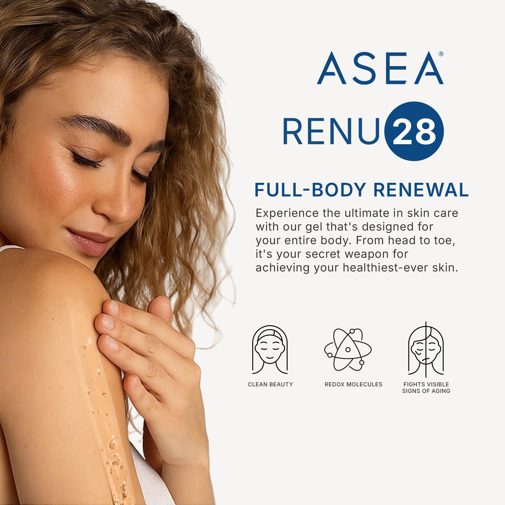 Asea RENU28 redox gel packaging box for compact travel and easy routine.