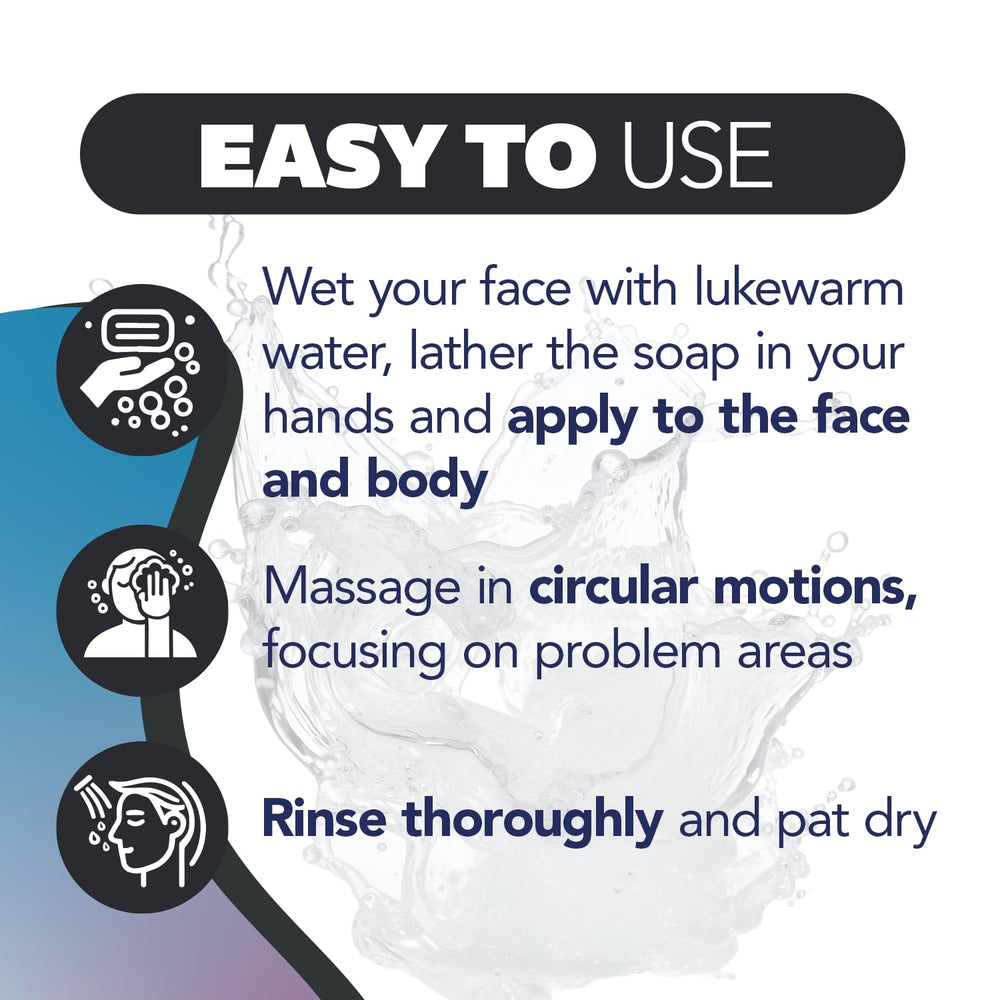 Asepxia bar soap blemish-reduction shot hints at fewer pimples with regular use.