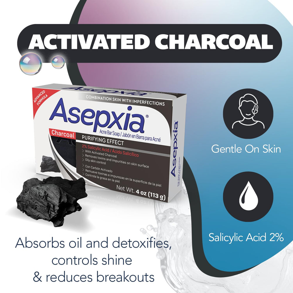 Asepxia bar soap pore-cleanse close-up highlights impurity removal for smoother skin.
