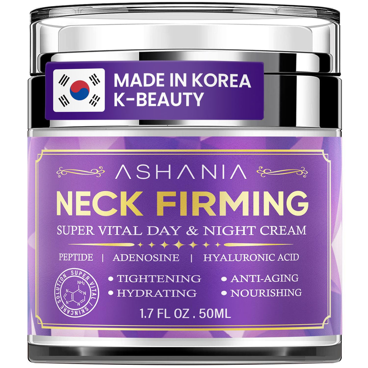 Ashania neck firming cream tub closeup for targeted décolleté firming