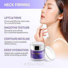 Ashania neckline care application demonstrates upward massage for smoother neckline