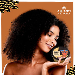 Ashanti Naturals Midnight Amber Souffle ingredients closeup with shea butter, coconut, almond oil for nourished skin