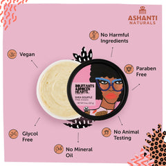 Ashanti Naturals Pink Kisses Souffle jar dispense highlights smooth application and fragrance.