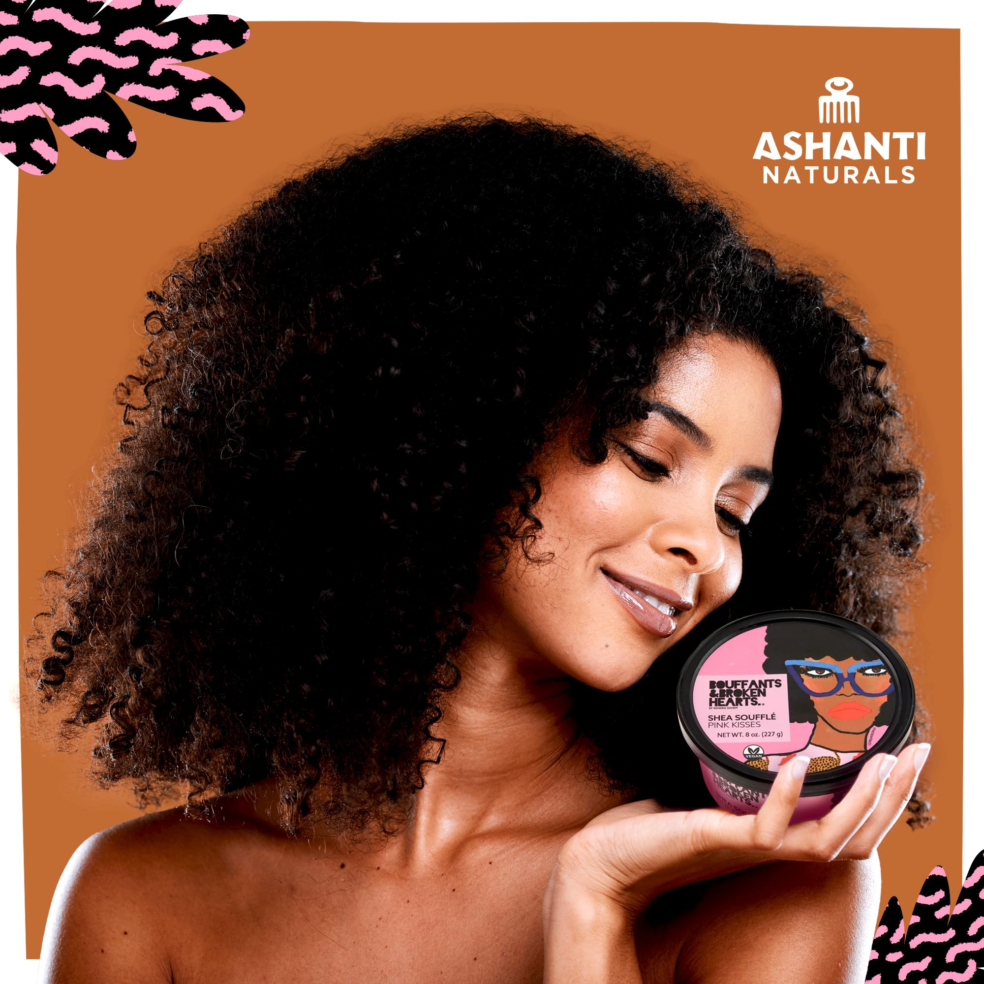 Ashanti Naturals raw shea butter bottle emphasizes pure ingredients for skin nourishment.