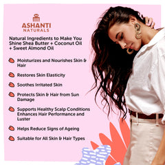 Ashanti Naturals almond oil blend close-up for nourishing softness