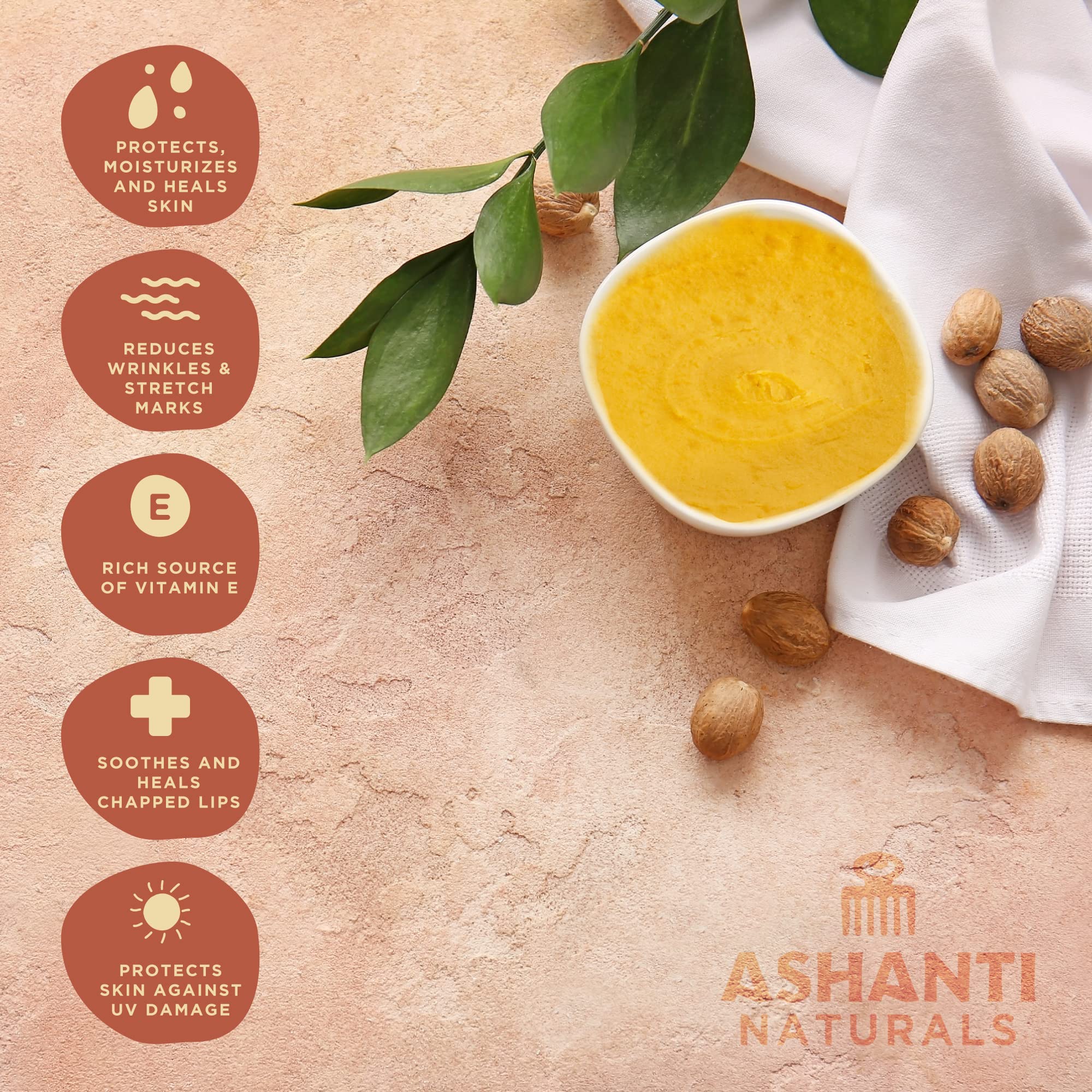 Ashanti Naturals Yellow Raw Shea Butter body moisturizer for radiant skin.