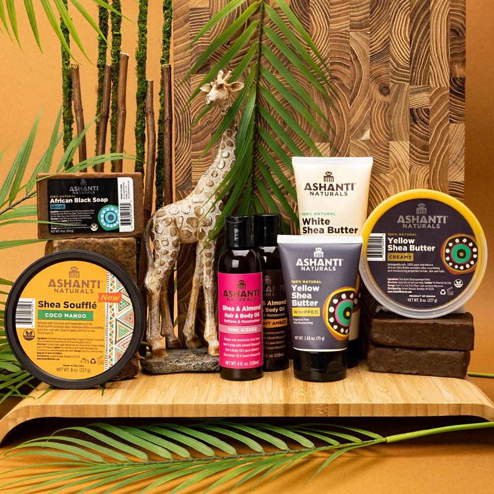 Ashanti Naturals Yellow Raw Shea Butter for easy hair smoothing and frizz control.