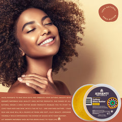 Ashanti Naturals Yellow Raw Shea Butter texture close-up highlighting natural richness.