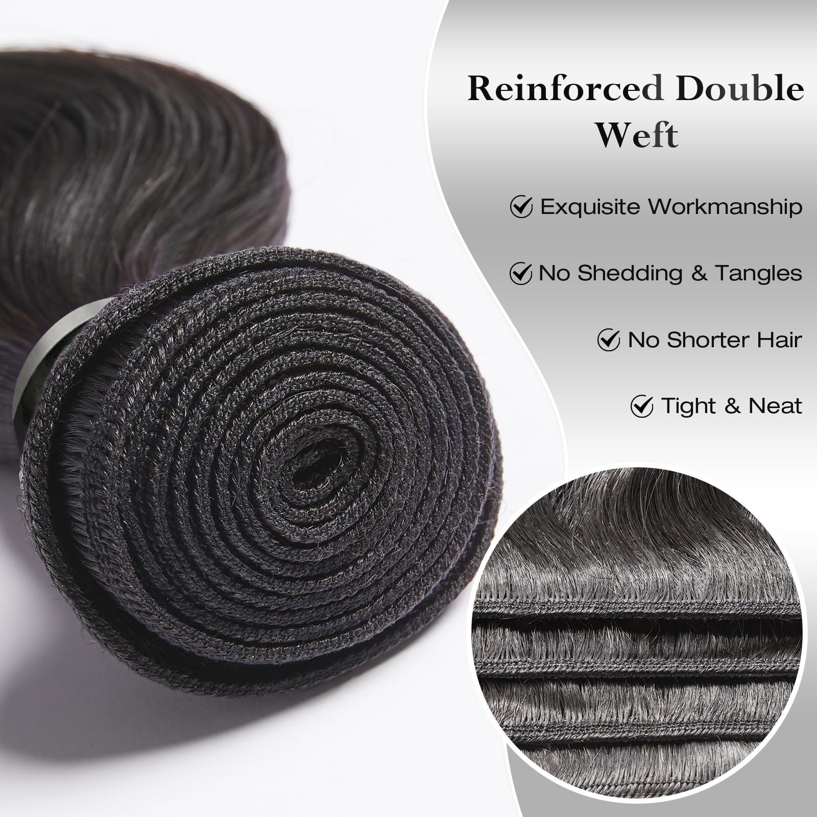 ASHINE raw hair bundles double-weft highlights durability and reduced shedding.