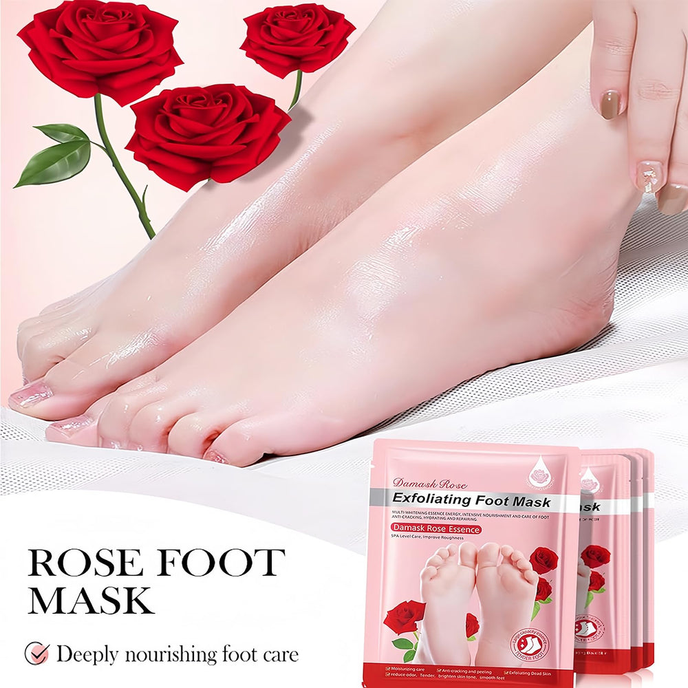 ASMAYSA Foot Peel Mask Rose scent jar with petals suggesting nourishing hydration