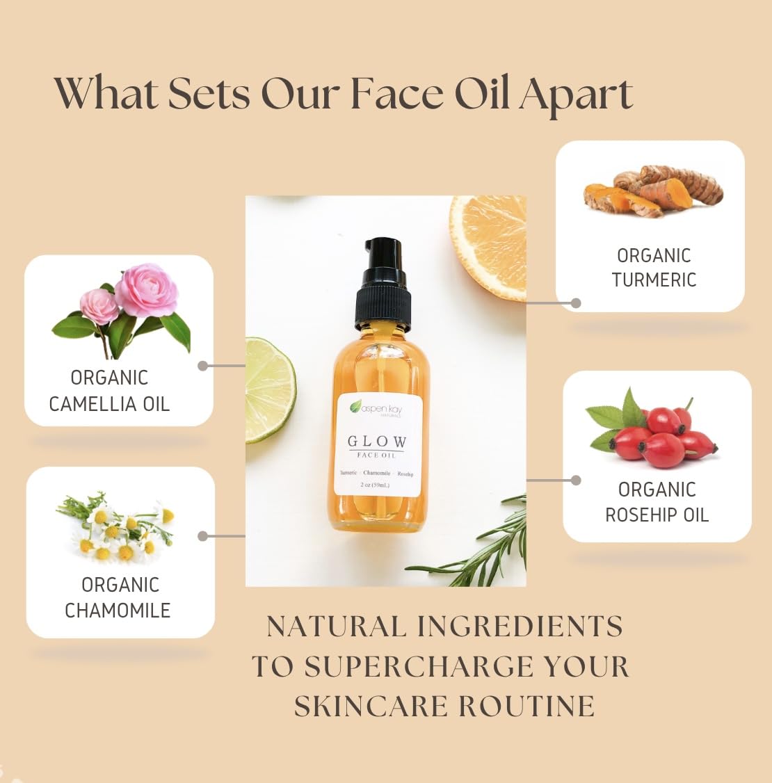 Aspen Kay Naturals Glow texture close-up showing concentrated facial oil