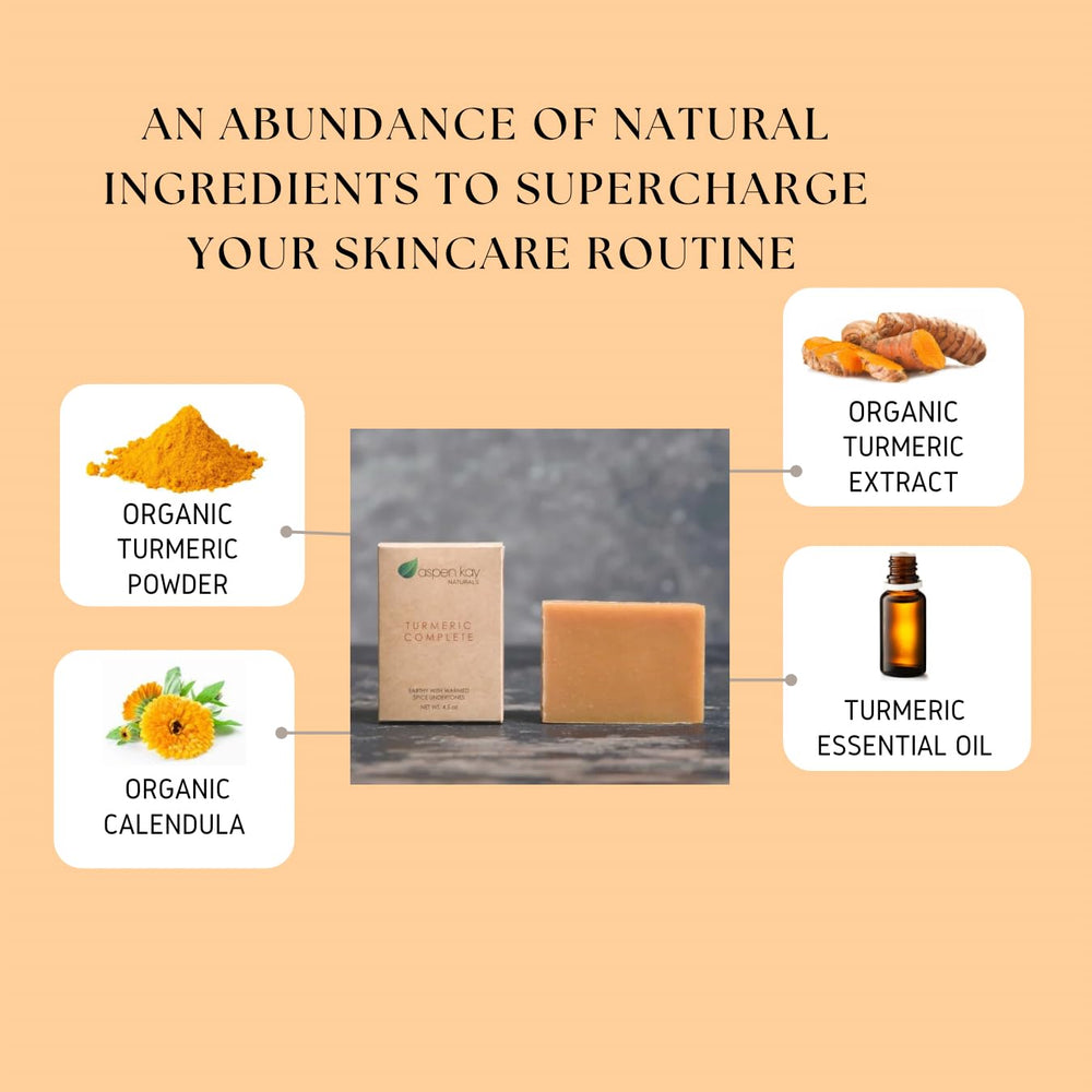 Aspen Kay Naturals turmeric soap used as body wash for everyday renewal.
