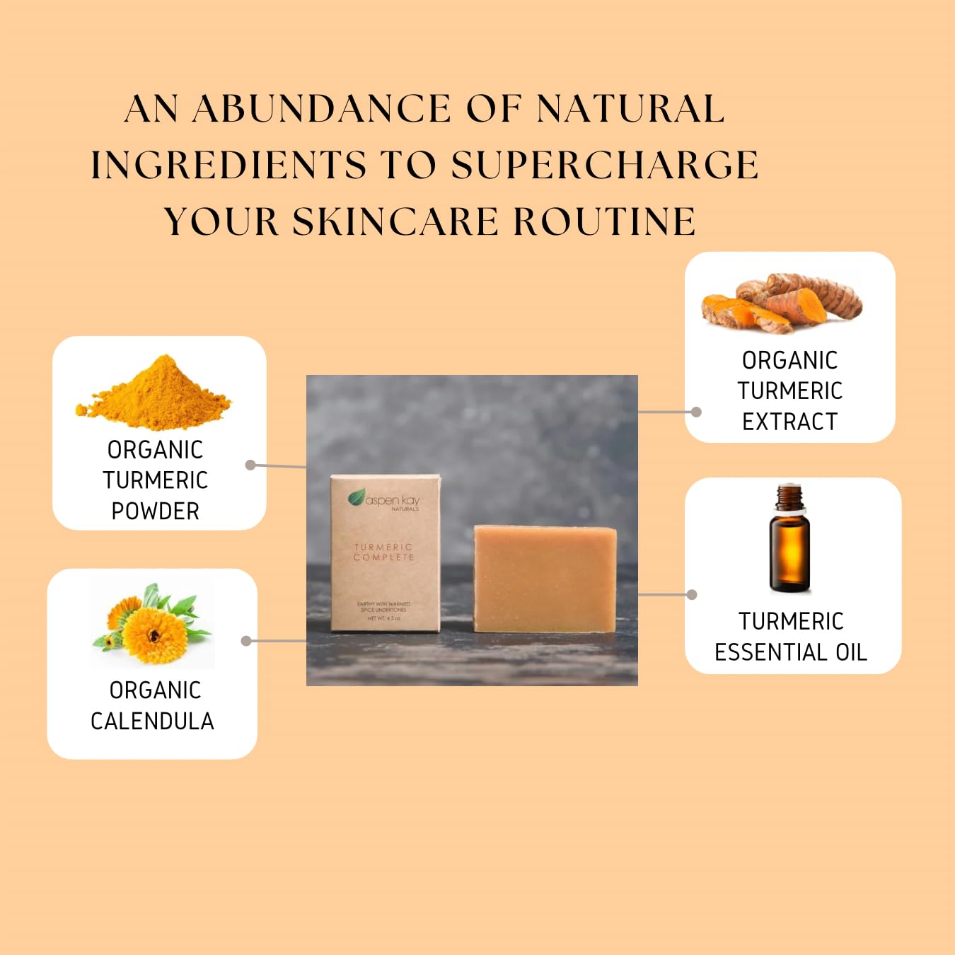 Aspen Kay Naturals turmeric soap chamomile and calendula botanicals