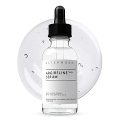 Asterwood Argireline Serum bottle close-up showing fragrance-free formula.