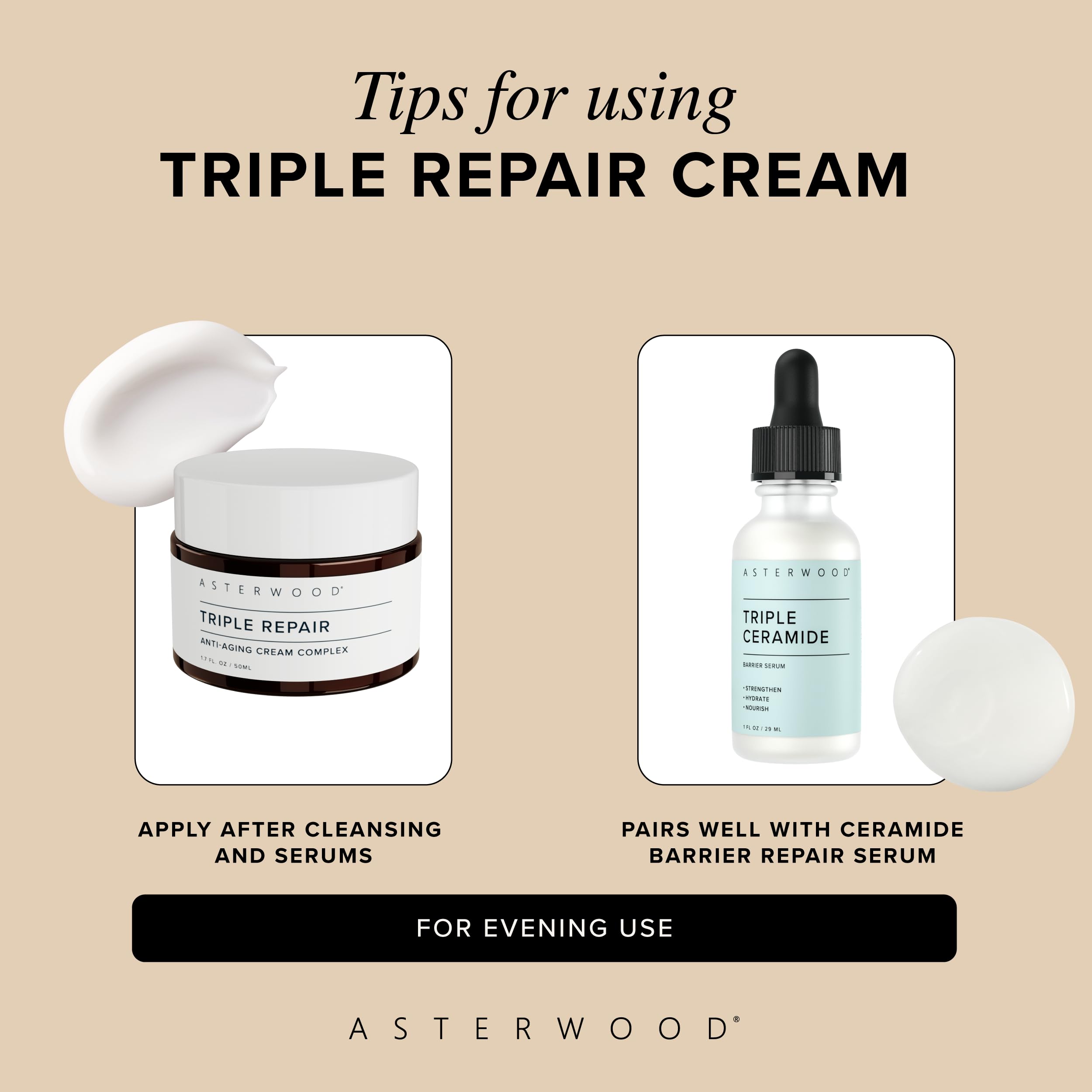 Asterwood bottle front view with fragrance-free anti-aging packaging.