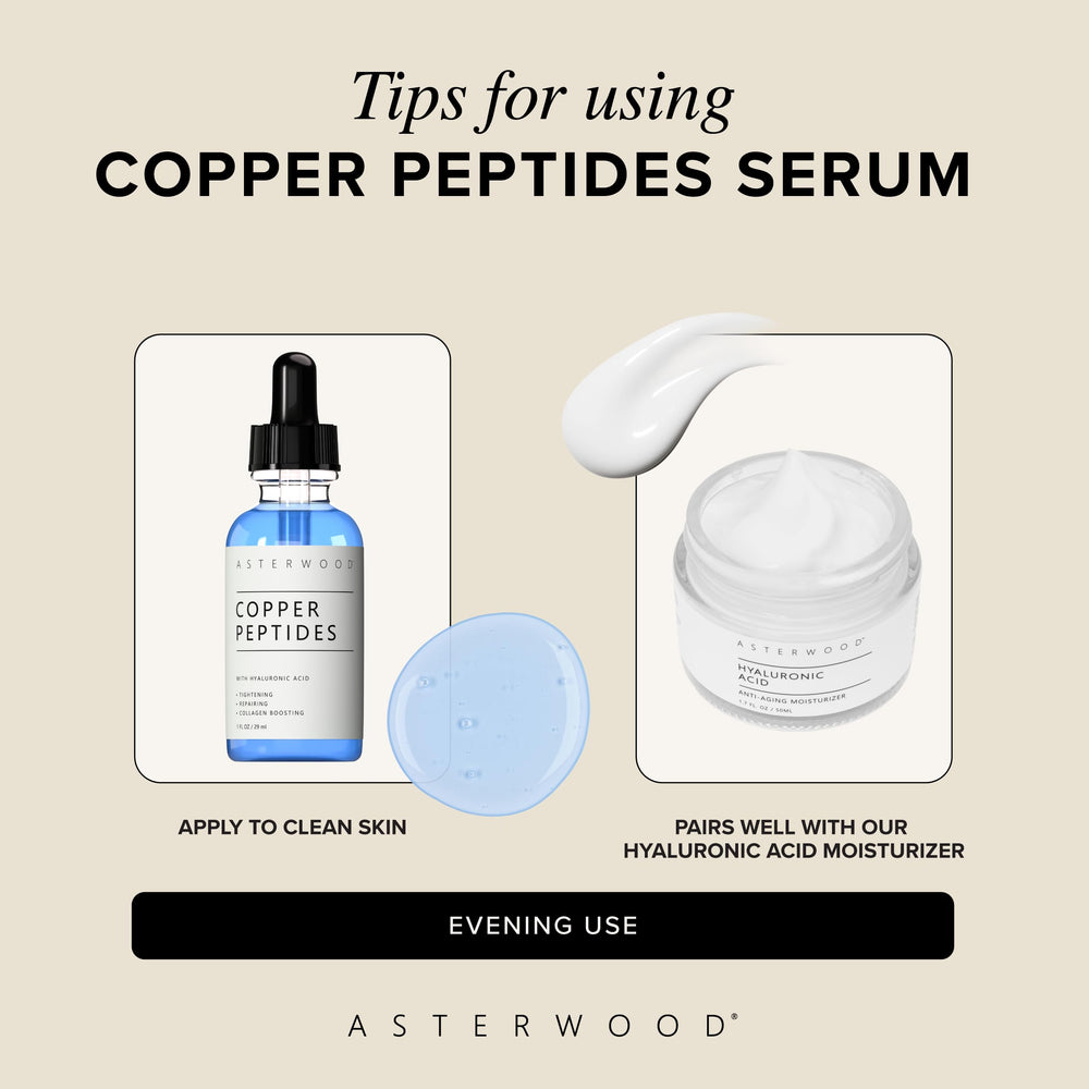Asterwood 1 oz bottle on a vanity emphasizes compact, travel-friendly skincare.