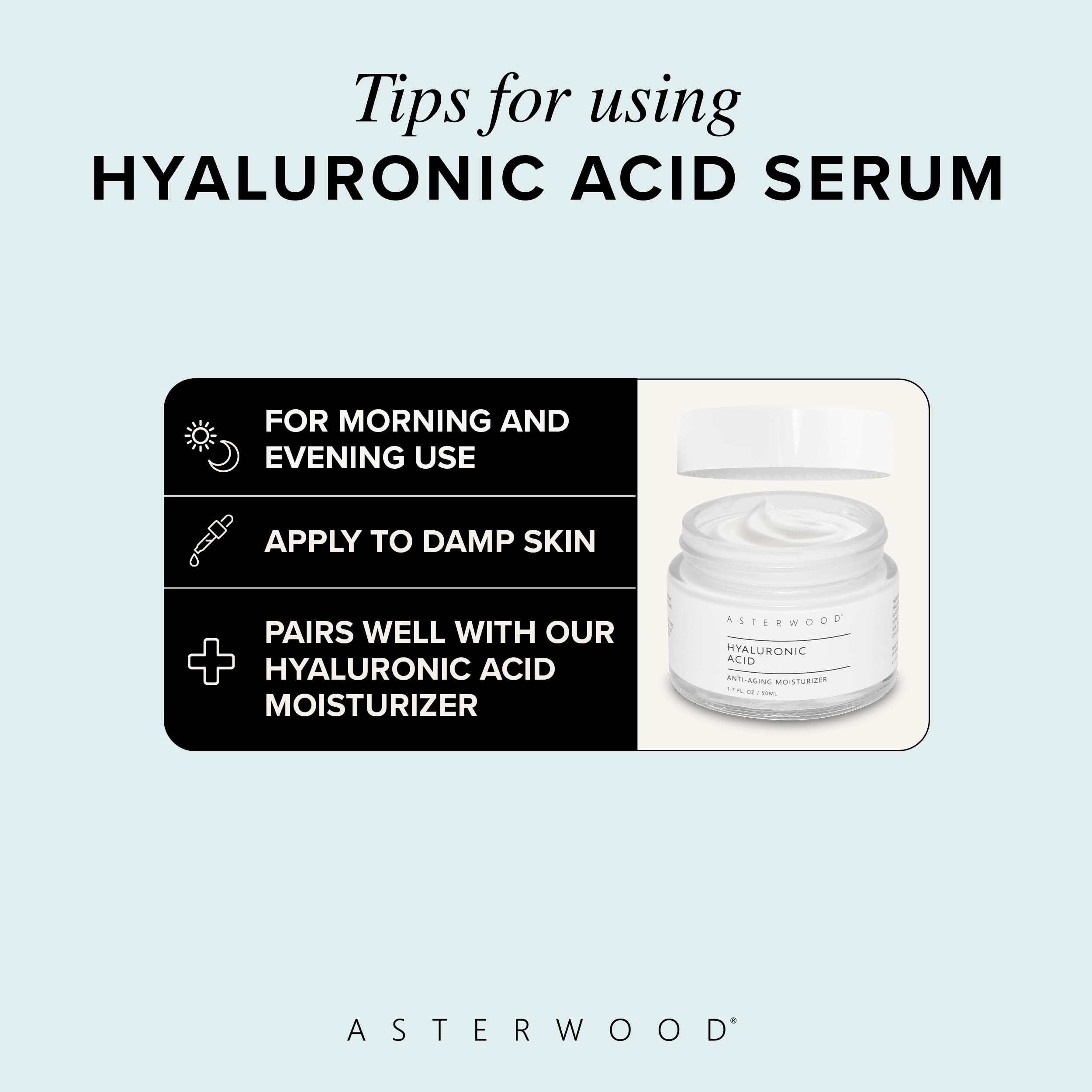 Asterwood daily skincare setup with serum on a counter signals consistent hydration benefits