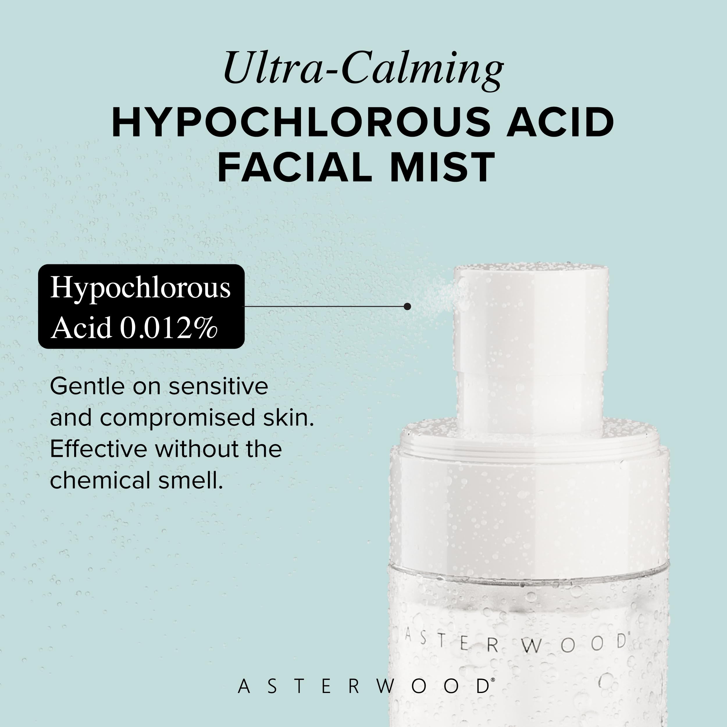 Asterwood Hypochlorous Acid Spray after-workout use suggests acne and redness benefits.