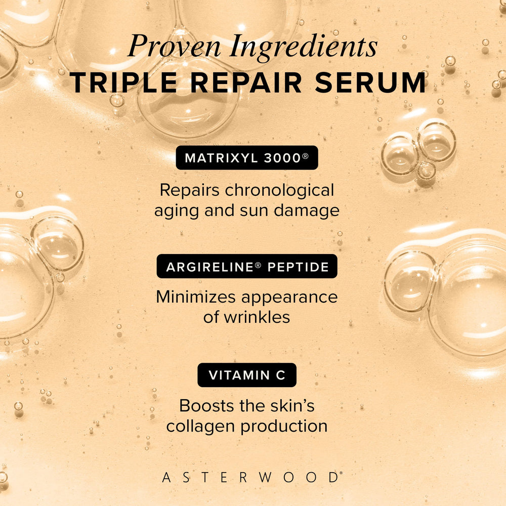 Asterwood serum with Argireline peptides targeting wrinkle reduction potential.