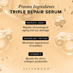 Asterwood serum with Argireline peptides targeting wrinkle reduction potential.
