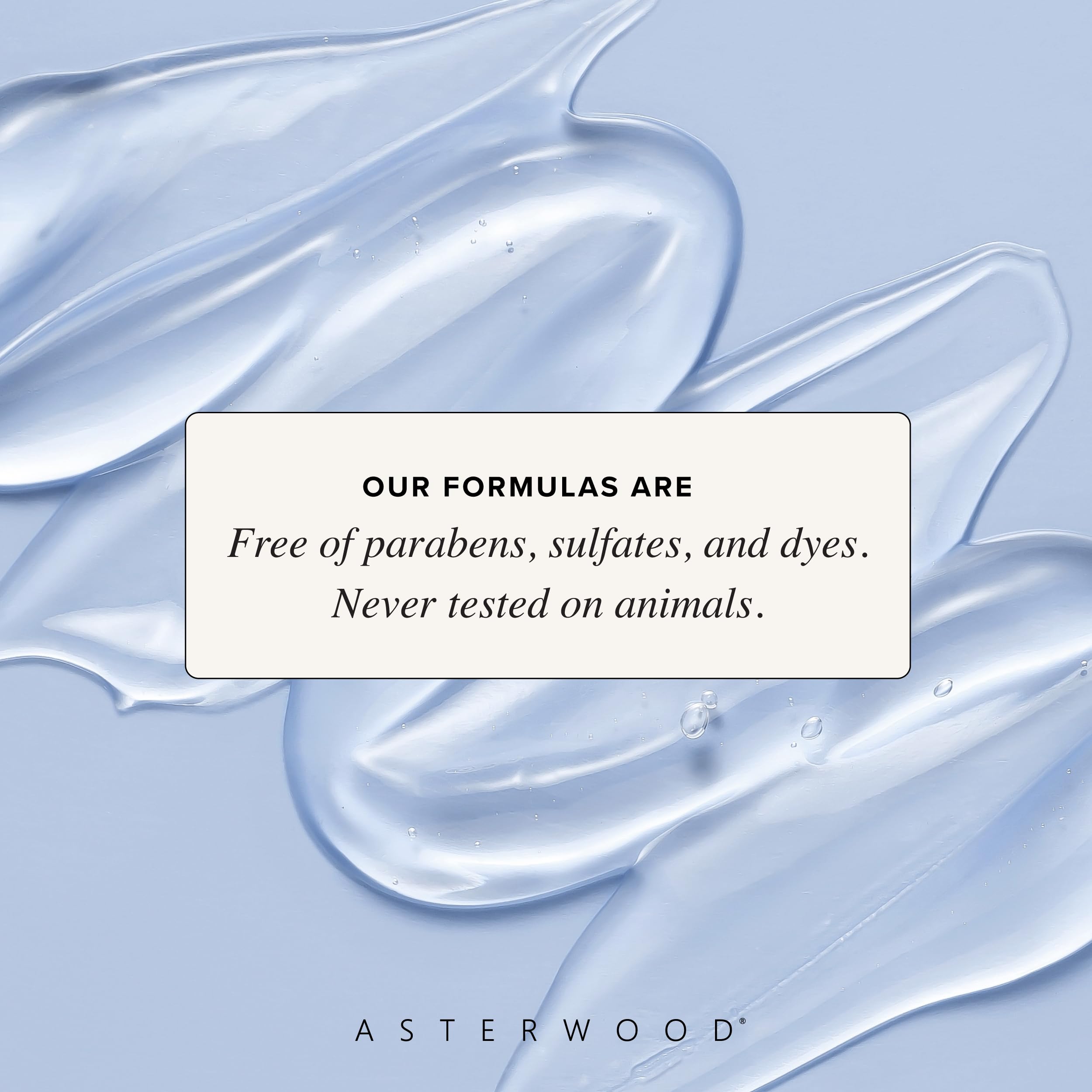 Asterwood Cruelty-free vegan label on the serum bottle signals gentle care.