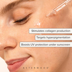 Asterwood Vitamin C Serum in use during morning skincare routine for glow.