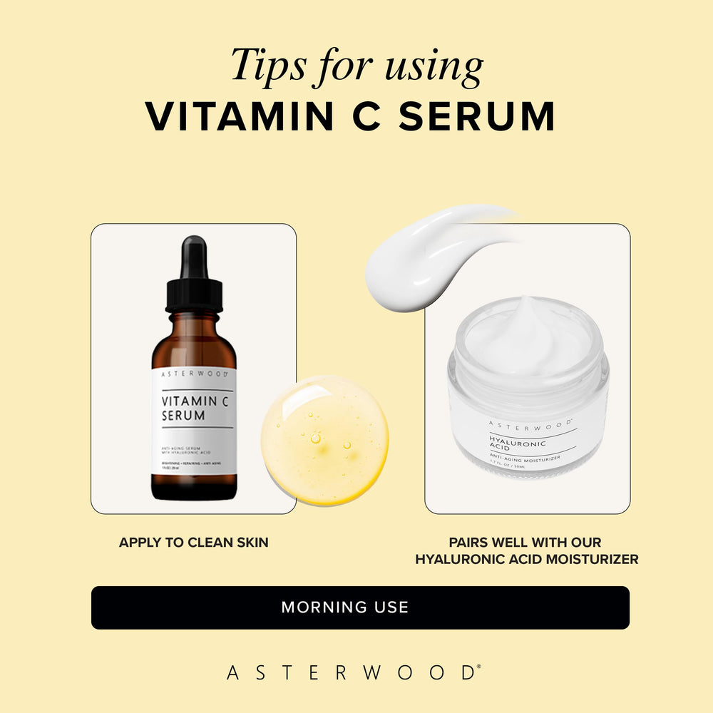 Asterwood Vitamin C Serum airtight dark bottle protecting potency.