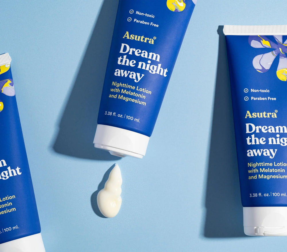 ASUTRA Melatonin Lotion supports a calming bedtime routine with soothing glow