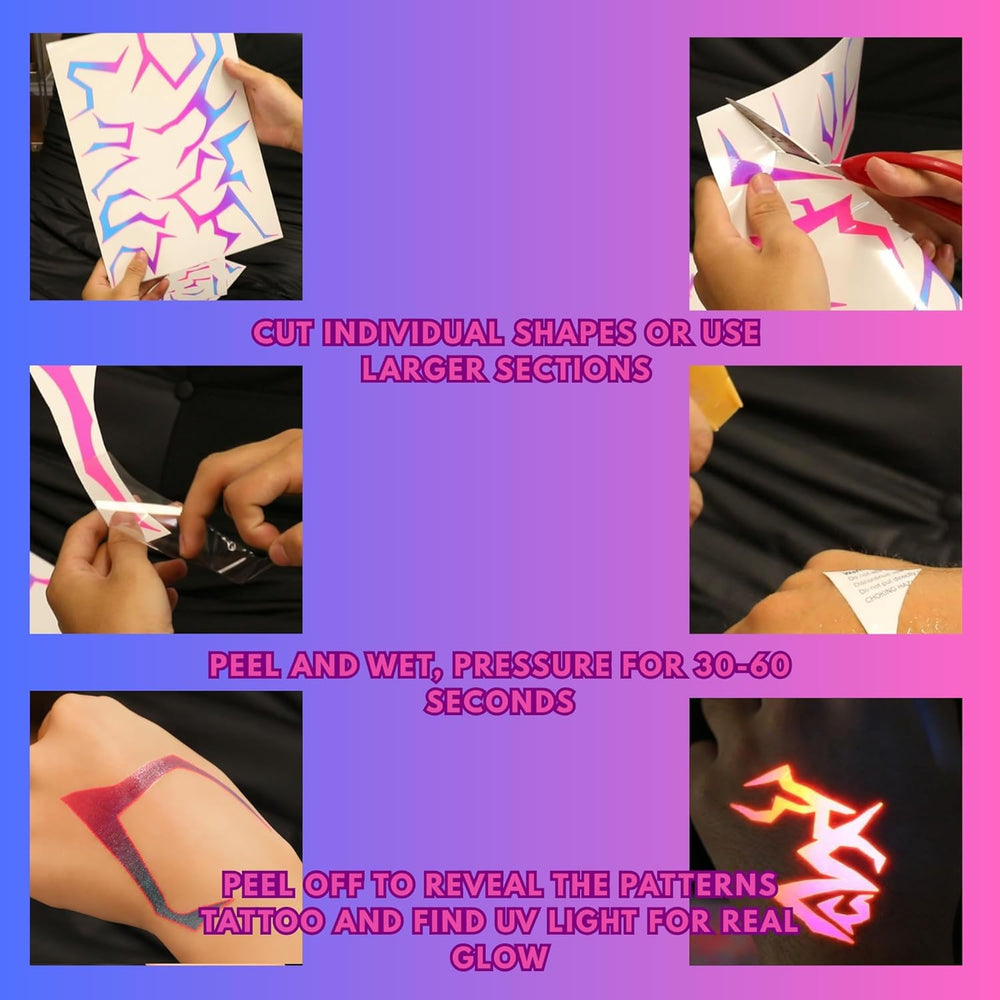 ASVP Shop UV Shine Easy-apply tattoos for quick style changes.