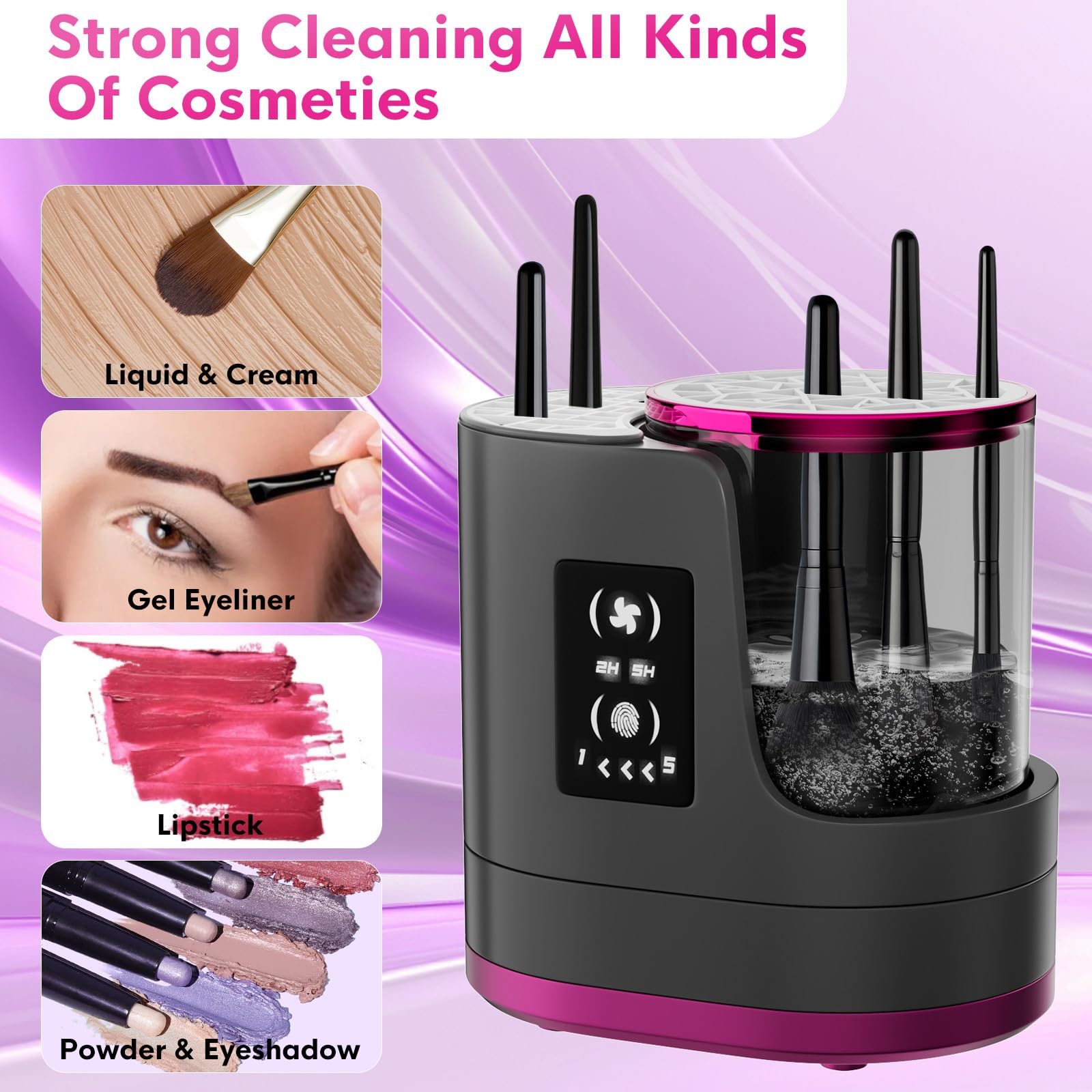 ATIDIE 3-in-1 cleaner drying phase view shows brushes after cycle.
