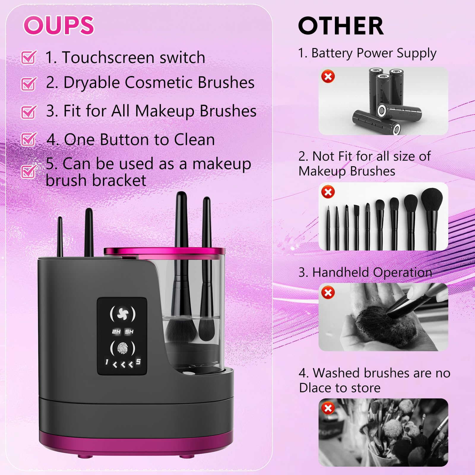 ATIDIE 3-in-1 cleaner USB power connection with 5V 2A adapter.