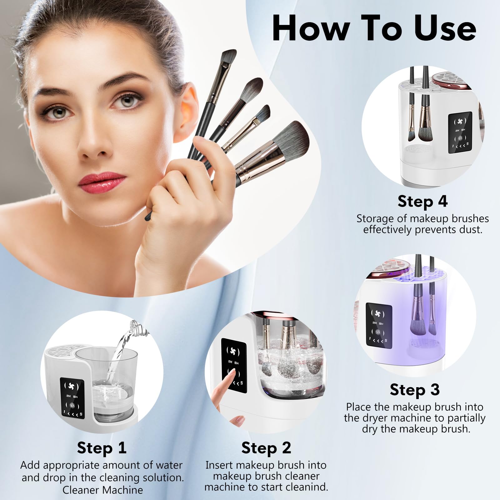 ATIDIE cleaning solution close-up highlights effective dirt removal on bristles.