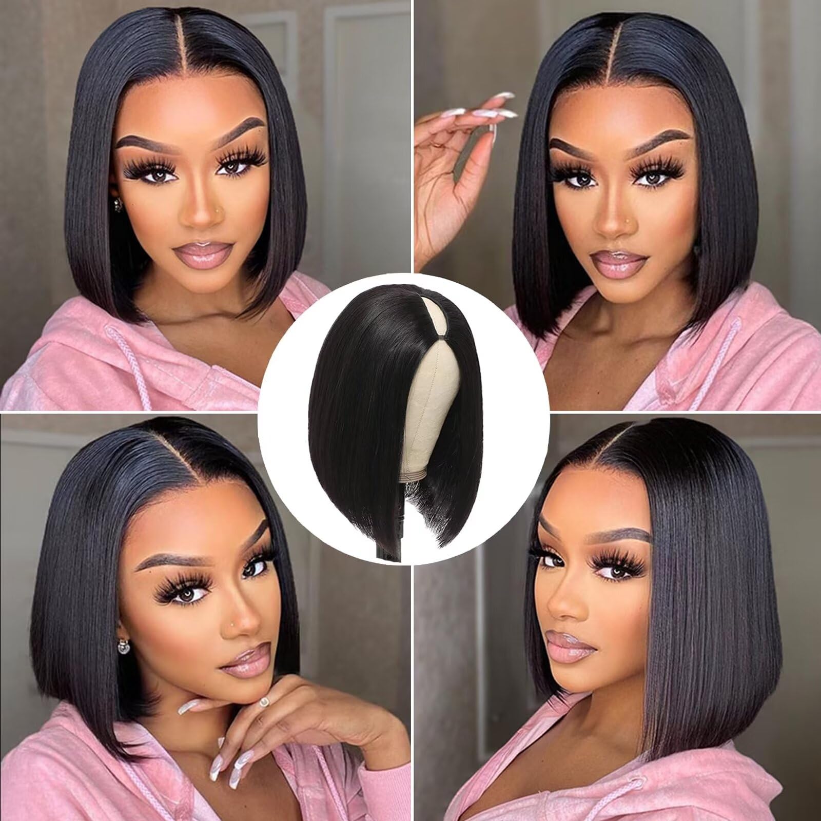 Atikual adjustable-cap wig with three combs for secure fit