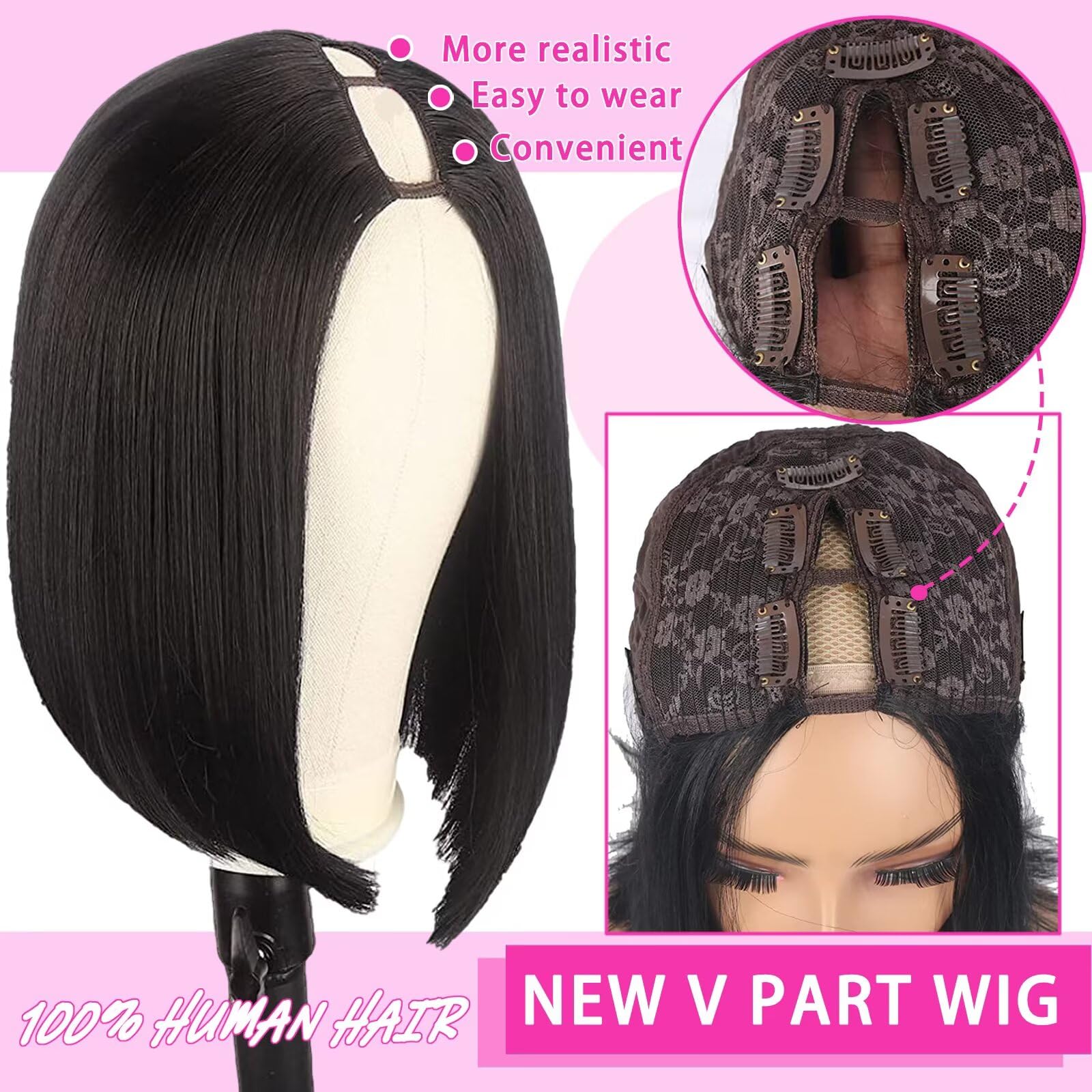 Atikual short bob wig with bangs ready for everyday look