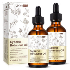 ATOANY Cyperus Rotundus Oil bottle closeup for smooth, nourished skin during hair removal