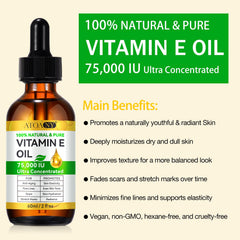 ATOANY Vitamin E Oil dropper applying to facial skin for quick absorption.