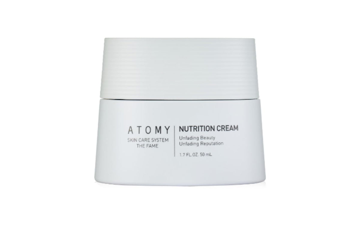 ATOMY The Fame Nutrition Cream packaging close-up showing a compact jar for daily hydration