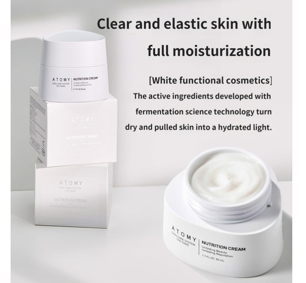 ATOMY The Fame Nutrition Cream jar spotlight displays creamy texture ideal for nourishing skin