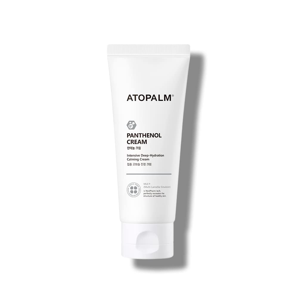 ATOPALM Panthenol Cream tube closeup showing deep hydration for sensitive skin.